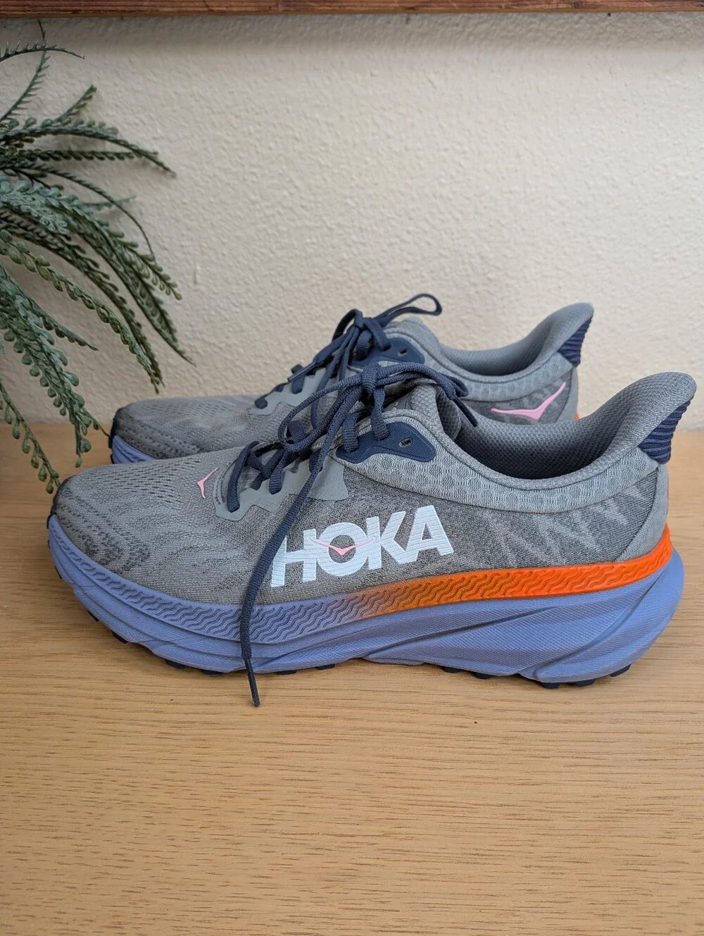 Hoka Challenger ATR 7 Galactic Grey Wild Indigo Active Running Shoes Size 9.5
